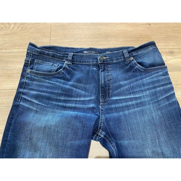 BKE Buckle Seth Mens 40X30 Thick Stitch Stretch Whiskered Blue Denim Jeans - Picture 2 of 9